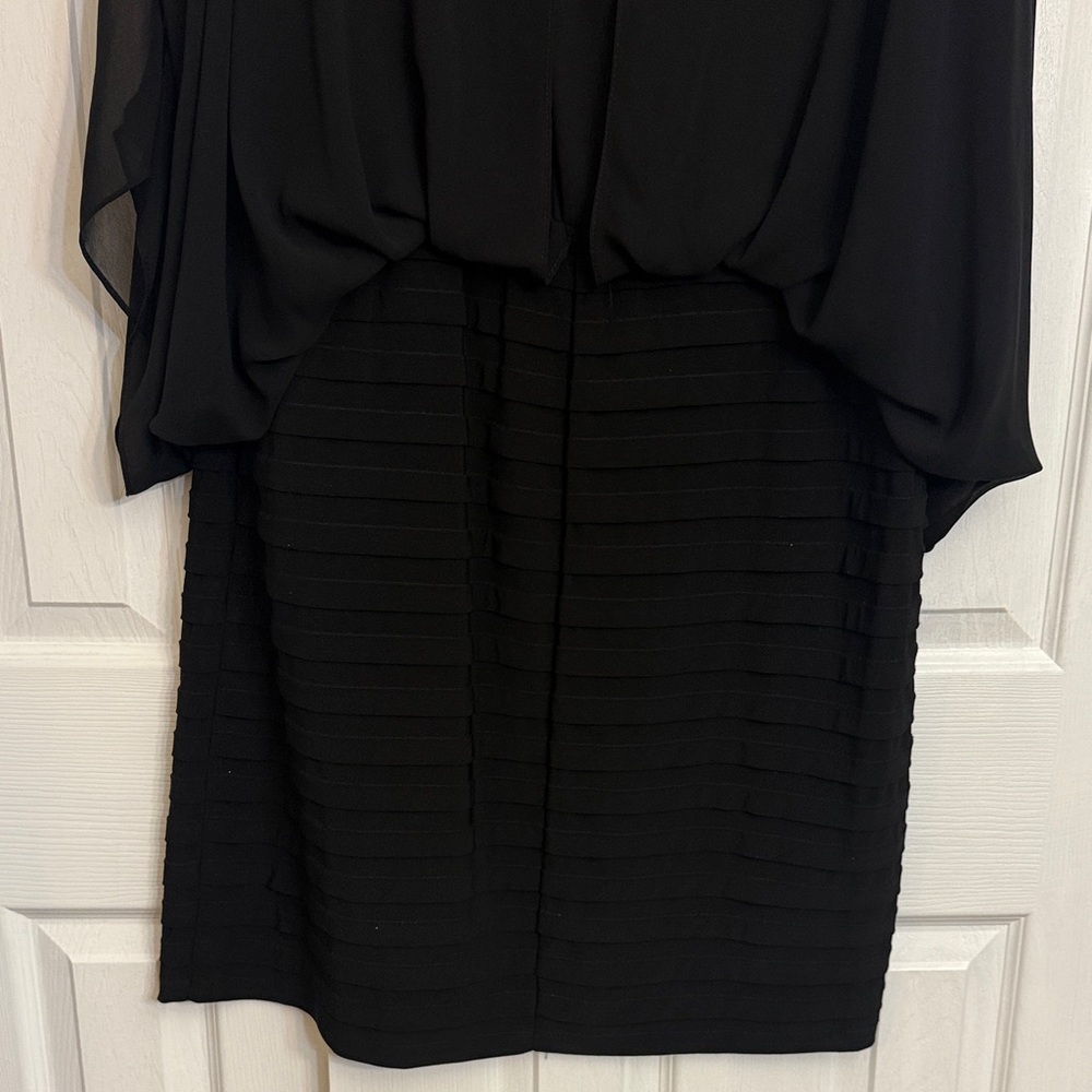 Xscape Black Long Sleeve Dress with Embellished Shoulders - Picture 3 of 7